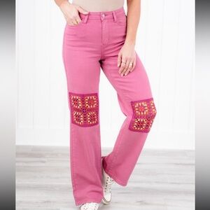 Judy Blue size 15  Crochet All Day Wide Leg Jeans